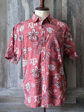 Men's Wes & Willy Texas A&M Vintage Hawaiian Floral Shirt Large